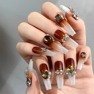 Nueva Joyería de Uñas 3D de Lujo Estilo <span class=keywords><strong>Mirad</strong></span> 2025, Diseño Rectangular con Diamantes Apilados Tipo Huevo de Paloma, Joyería Fina Brillante - Product Image 1