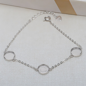 Bracelet en argent S925 avec 3 perles, coquille de cheval, support à fond plat pour perles de 8 mm, composants de bijoux - Product Image 1