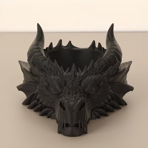 Black Wind Dragon Head Jewelry Storage Tray 3D Gothic Dark Style Desktop Ornament Home Decor Candle Holder - Product Image 1