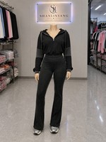 Dropshipping Agent Usa Size Boutique Lounge Wear Ensemble pantalon deux pièces à capuche et survêtement