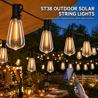 Guirlande lumineuse solaire d'extérieur LED ST38 Edison Bulb Smart IP44 en plastique décorative pour jardin, Noël, camping, patio