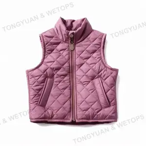 Factory Custom Kids Baby Autumn Winter Solid Sleeveless Windproof Zip Quilted Children Girls Outdoor Jacket Vest