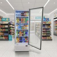 Réfrigérateur vertical commercial 300L à porte vitrée, refroidissement par air, affichage LED, refroidisseur de bière, verrouillage de porte mécanique