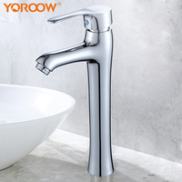 Mélangeur de robinet de lavabo à corps en Zinc eau froide et chaude robinet de lavabo de salle de bain à corps haut chromé poli moderne