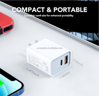 Bloque de cargador USB C, adaptador multipuerto de carga rápida PD 20W, Puerto USB de 2. 2 y QC 3,0 para I Phone 16/15/14/13/12/11/X/8