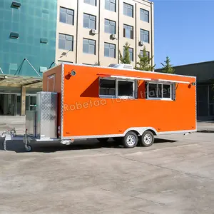 Концессионный продовольственный прицеп Robetaa, американский стандарт, фургон для еды с полностью оборудованной кухней, мобильный бар, коммерческая тележка для еды