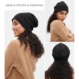 Gorro de algodón para mujer y hombre, gorro de esquí, gorro de invierno de punto doblemente cálido, gorro de pescador holgado con puño, gorro tipo calavera, talla adulto - Product Image 2