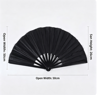 Grand éventail pliable en soie rouge rétro chinois pour le Tai Chi, idéal pour la performance, la danse, la décoration, les festivals, l'artisanat et les cadeaux (Noir 2)