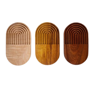 Acacia Wood Kitchen <b>Dinner</b> Plate Serving <b>Tray</b> Set of Three Wood Plate Christmas Wedding Gift Made in India - Product Image 1