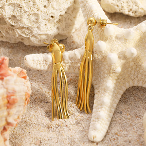 Fashion Jewelry 18K Gold Stainless Steel <strong>Octopus</strong> Tassel Drop <strong>Earrings</strong> Vintage Summer Beach Vacation Waterproof Women <strong>Earrings</strong> - Product Image 2