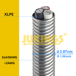 Câble MC isolé XLPE 600V, <span class=keywords><strong>4</strong></span>/<span class=keywords><strong>0</strong></span> AWG <span class=keywords><strong>x</strong></span> <span class=keywords><strong>3</strong></span> + <span class=keywords><strong>4</strong></span> AWG, câble d'alimentation haute tension pour bâtiment, armure en aluminium entrelacée, marque OEM - Product Image 3