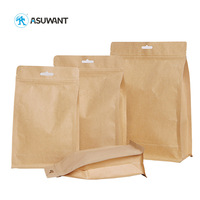 Sac en papier Kraft à fermeture éclair, emballage de café, avec feuille de Valve, à l'intérieur, sac en papier pour le café, 10 unités