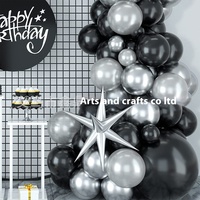 Ensemble de chaînes de ballons en latex argenté et noir asymétriques de 18 pouces, fête d'anniversaire pour enfants, nouveau produit transfrontalier pour la décoration
