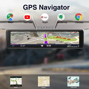 Z90 android 10 4 64G 4gミラーカーdvr12インチタッチスクリーン、ワイヤレスcarplay wifi GPSナビゲーションリモートモニター付き