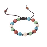 Nuorui Vente en gros Nouveaux bijoux tendance Bracelet unisexe en pierre de lave multicolore Perles Chakra Guérison Énergétique Cadeau 19cm