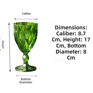Calice in Plastica 330ml Simil-Vetro Colorato con Stelo, Stile Europeo Americano Retrò con Motivo a Diamante, Lussuoso e Personalizzabile per Bar e KTV - Product Image 2