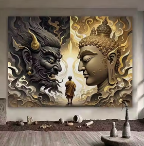 Murale Artistico Impermeabile in Stile Asiatico con Demoni e Buddha, Decorazione Personalizzata <span class=keywords><strong>per</strong></span> Soggiorno e Camera da Letto - Product Image 3
