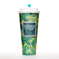 Tasses à thé Boba en plastique d'injection réutilisables transparentes/mates de 500ml /700ml d'épaisseur avec logo personnalisé tasse à thé à bulles avec couvercle