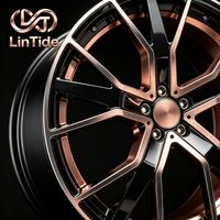 Rueda de Aleación Forjada de Dos Colores con Múltiples Radios, Acabado Negro Brillante y Cara Mecanizada, Directo de Fábrica, para Modificación de Automóviles, Venta al Por Mayor