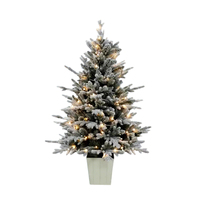 Sapin de Noël artificiel floqué pré-éclairé de 1,2 m (4 pieds) avec 80 lumières LED blanc chaud, écologique, de haute qualité, branches effet neige