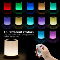 Veilleuse Rechargeable Multicolore Grain De Bois Conception Creative Capteur Tactile Lampe De Table De Chevet Nouvelle Télécommande Cadeau Chambre
