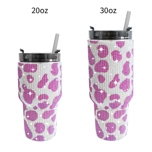 20oz & 30oz siêu lấp lánh bò in Cốc Cốc Cốc nóng & cà phê lạnh thép không gỉ với tay cầm và rơm Rhinestone ly - Product Image 3