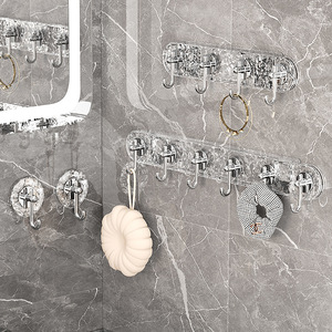 Yimijia Bathroom Hooks 6 Hangers Adhesive Wall Mount No Drill Modern Design For Kitchen Bedroom Bathroom Hook Rack - Product Image 1