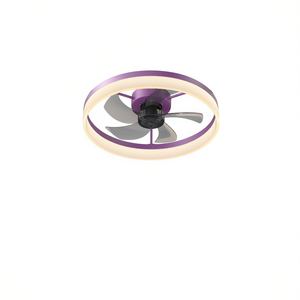 Ventilateur de plafond LED avec lumière, intensité réglable, violet, design moderne, moteur DC, 3 pales, télécommande, salon - Product Image 1