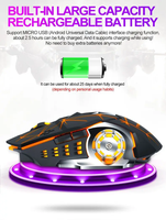 T-wolf Q13B Mouse Nirkabel Dual Mode BT Isi Ulang Ergonomis Optik Senyap dengan Lampu Berpendar untuk Gaming