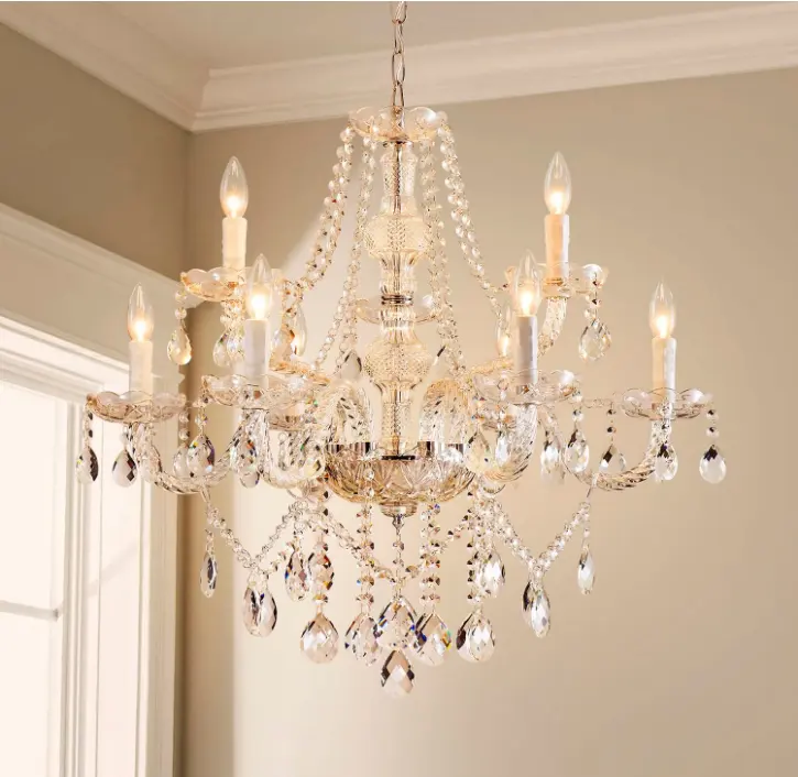 Europe style traditional luxury crystal candle chandelier for living room bed room dining room decor pendant light