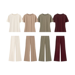 Haut imprimé vintage pour femme 2026, col ras du cou, manches courtes, ajouré, respirant, écologique, taille haute élastique - Product Image 1