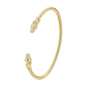 Gemne Vintage Twisted <span class=keywords><strong>Cuff</strong></span> <span class=keywords><strong>Bracelet</strong></span> Zircon Pavimentado 925 Sterling <span class=keywords><strong>Silver</strong></span> Bangle14k Chapado en oro Pulsera de joyería fina para mujer - Product Image 3