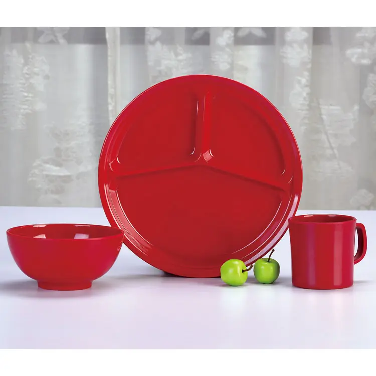 Plastic Bestek China Red Restaurant Melamine Aangepaste Servies Sets