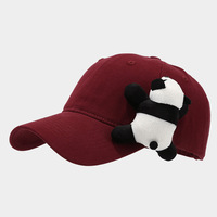 Gorra de Béisbol de 6 Paneles con Estampado de Panda de Dibujos Animados, Bordado 3D, Algodón Suave, Estilo Hip Hop, Tela Común para Uso Diario de Niños