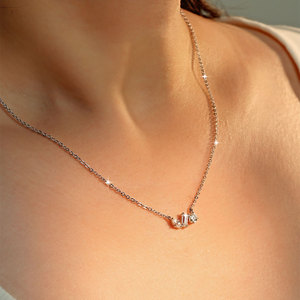 Trendy 14K Gold Filled Link Chain <strong>Statement</strong> <strong>Necklace</strong> 4mm 2.5x5mm Marquise Cut 2.5x5mm Moissanite <strong>Necklace</strong> Asymmetric Three-stone - Product Image 4
