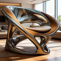 Fauteuil lumineux creux galvanoplastie chaise de loisirs moderne forme unique Design créatif chaise de salle à manger pourmeubles de salon