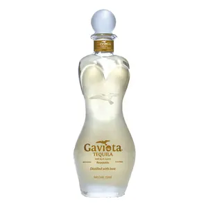 Botella de vidrio de vodka con Calcomanía para mujer, forma de cuerpo, 750ml, pintada en blanco