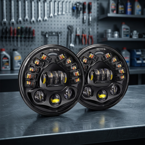 ไฟหน้า LED 12V 7 นิ้ว 75W 6000K แบบวงกลม ไฟสูง/ต่ำ พร้อมไฟวิ่งกลางวัน DRL ใช้ได้กับมอเตอร์ไซค์ทั่วไป รุ่นใหม่ - Product Image 3