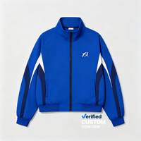 Ensemble de vestes contrastées bleu roi OEM en gros, impression DTG Kornit, streetwear, fournisseur de vêtements coupe-vent surdimensionnés Y2K athlétiques