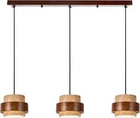 Lustre minimaliste en pierre de travertin, béton et bois Wabi-sabi, 3 lumières, pour salle à manger, îlot de cuisine, chambre à coucher