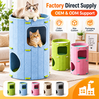 Maison pour chat portable en feutre avec poignée, colorée, pour intérieur, grande surface, lit pour chat amovible, OEM ODM, vente en gros