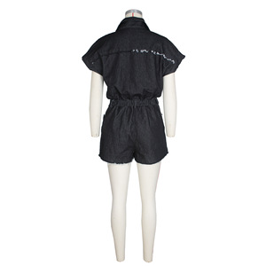 Mono corto sexy de mezclilla elástica sin mangas para mujer, estilo casual, novedad de verano, a la moda - Product Image 6