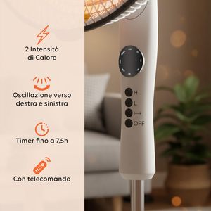 Chauffage oscillant à télécommande avec minuterie Carbon Element 550/1100W avec piédestal pour un chauffage domestique rapide à faible puissance - Product Image 2