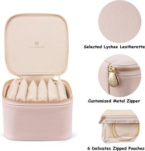 Colorful PU Leather Luxury Zipper Lightweight Handmade Jewelry <b>Box</b> Organizer Portable Travel Case for Rings Pendants <b>Earrings</b> - Product Image 3