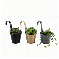 Pots de fleurs suspendus en fer antirouille moderne Ensemble de jardinières 3 pièces avec crochet pour patio salon café Offre Spéciale de décoration pour jardins