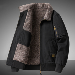 Manteau en coton chaud personnalisé avec logo, en laine d'agneau, pour l'hiver, avec un plus en cachemire, coupe ample, grande taille, veste matelassée en coton pour homme, style business. - Product Image 1