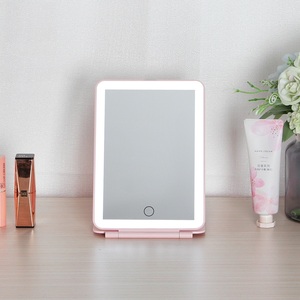 <span class=keywords><strong>Miroir</strong></span> de maquillage de voyage rechargeable FUNTOUCH avec lumières LED, <span class=keywords><strong>miroir</strong></span> cosmétique pliable éclairé portable, écran tactile - Product Image 1