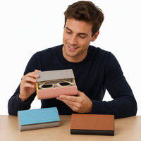 Étui à lunettes multicolore tendance à double couche, protection rigide, en cuir PU, en forme de U