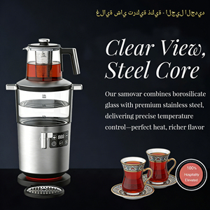 Nuovo Modello <span class=keywords><strong>Samovar</strong></span> <span class=keywords><strong>Elettrico</strong></span> Senza Fili 2300W, Teiera 3.5L + 1L in Vetro Borosilicato, Bollitore per Tè Turco Digitale per Uso Domestico - Product Image 2