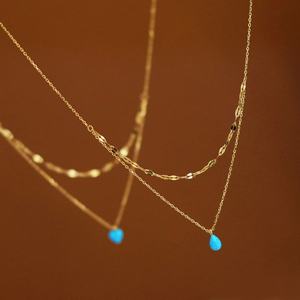 Collar con Colgante de Ópalo en Forma de Gota de Agua, Chapado en Oro de 18K PVD Mate, Diseño Nuevo de Fábrica, Venta al Por Mayor, Versátil para Mujer - Product Image 2